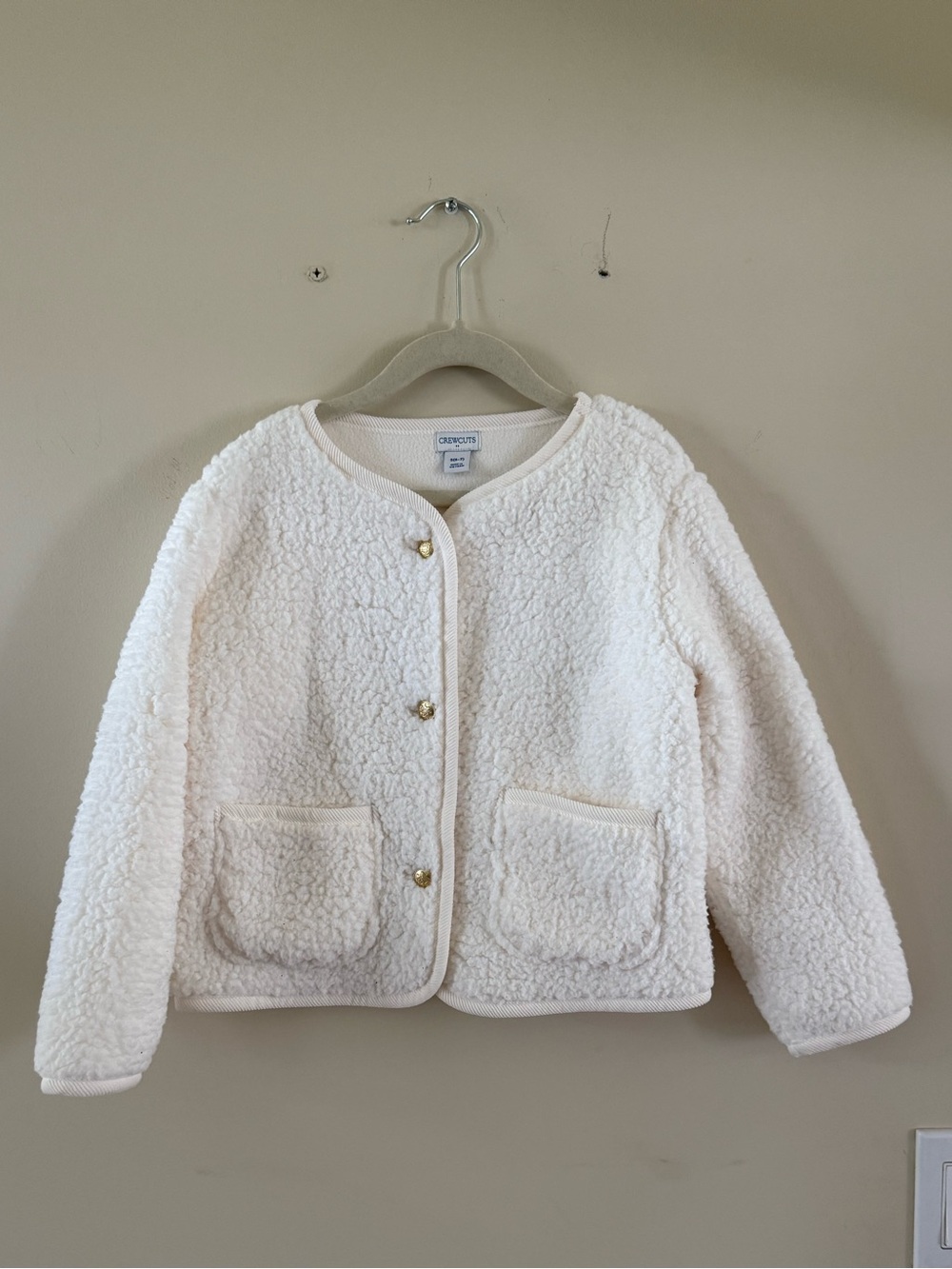 Girls J. Crew Crew Cuts Cream Sherpa Jacket